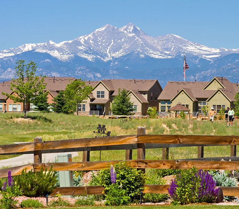 Neighborhood homes with Pikes Peak in the background, Colorado Springs